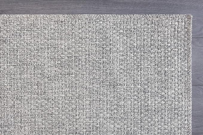 CAMILSON Easy Jute Rug 4x6, Indoor Outdoor Gray Color Farmhouse Area Rugs for Living Room Patio and Kitchen Rug, Solid Boho Woven Design, Easy-Cleaning, Washable Outside Carpet Alfombras (4 x 6)