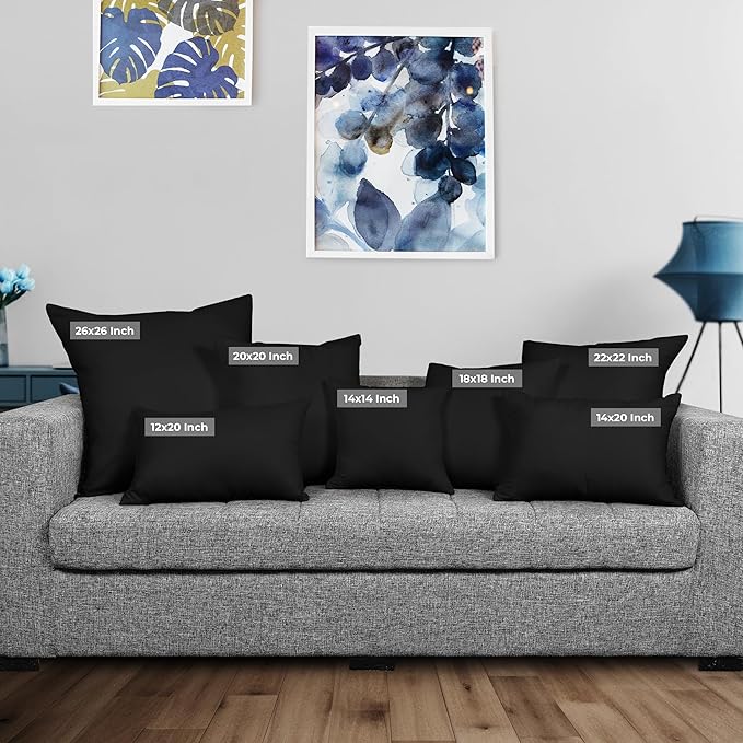 Utopia Bedding Throw Pillows Insert (Pack of 2, Black) - 26 x 26 Inches Bed and Couch Pillows - Indoor Decorative Pillow
