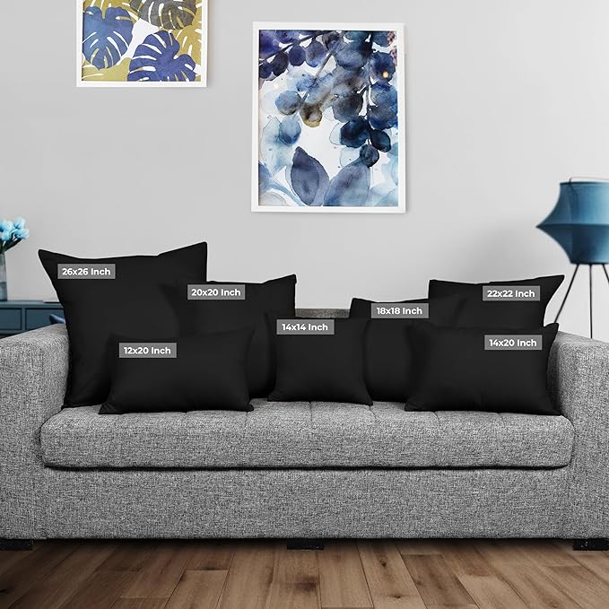 Utopia Bedding Throw Pillows Insert (Pack of 2, Black) - 18 x 18 Inches Bed and Couch Pillows - Indoor Decorative Pillow