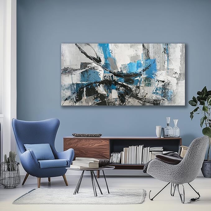Belmrxne Abstract Canvas Wall Art Blue Wall Decor Posters Aesthetic Unique Artwork for Living Room Bedroom Dining Room Office Home Decor 20x40 Inch