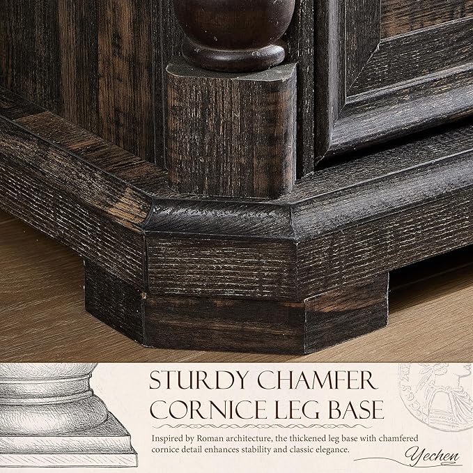 Yechen 6 Drawer Dresser for Bedroom,Storage Dressers Organizer, Vintage Farmhouse 6 Drawer Dresser for Bedroom,Heavy Duty Rustic Chest of Drawers for Living Room & Hallway (Dark Rustic Oak)