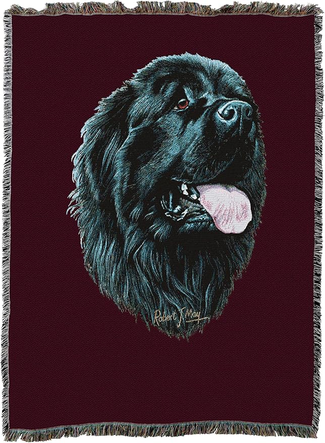 Pure Country Weavers Newfoundland Dog Woven Blanket Red by Robert May - Gift Cotton Tapestry Throw - Made in The USA - 72" x 54"
