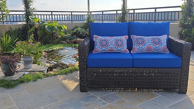 JMGBird Outdoor Lumbar Pillows Pack of 2 Outdoor Decorative Pillows with Insert Included 12×20 Inch Outdoor Pillows for Patio Furniture