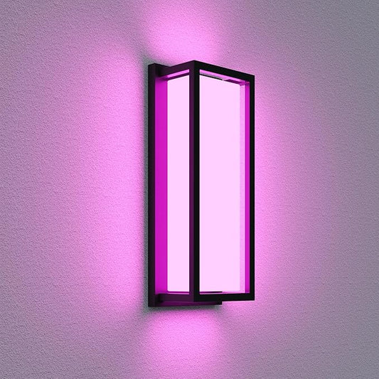 Color Changing Outdoor Wall Lights, Ambiance Exterior Wall Lights Up Down Lights Outdoor, Waterproof Square Porch Lights 2.4GHz WiFi APP Control Outdoor Light Fixture for Home Theater