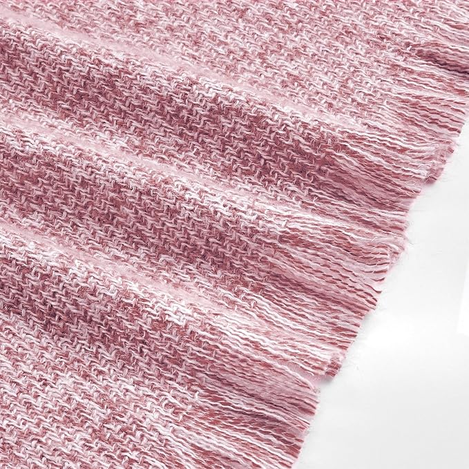 BOURINA Faux Cashmere Fringe Throw Blanket Decorative Lightweight Throw Soft Cozy for Bed or Sofa Outdoor Blanket, 50x70 Inches Rose Wine
