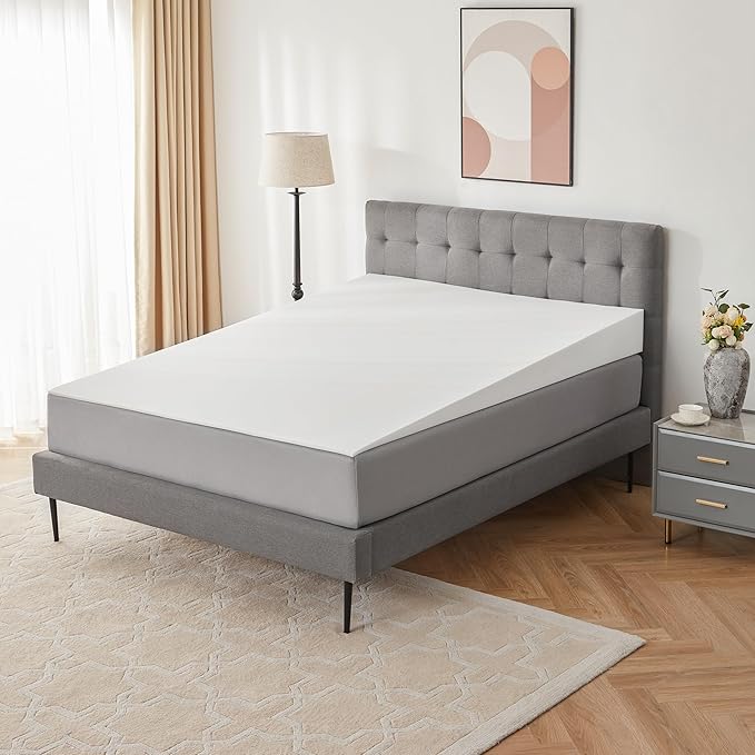 Mattress Wedge Only, 7-Inch Queen Inclined Bed Wedge Mattress Topper for Acid Reflux, GERD, Neck & Back Pain, Snoring, Adjustable Elevator Under Mattress Support for Bedroom