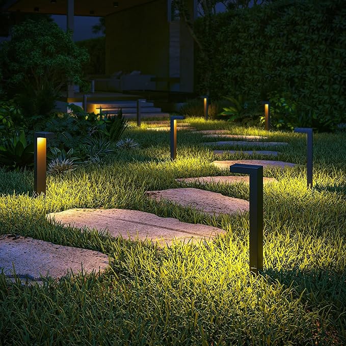 EDISHINE Low Voltage Pathway Lights Wired, 3000K 3.2W 50,000Hrs Waterproof LED Outdoor Landscape Lighting with Connectors, 12V Modern Cast-Aluminum Landscape Path Lights for Walkway Garden, 4 Pack