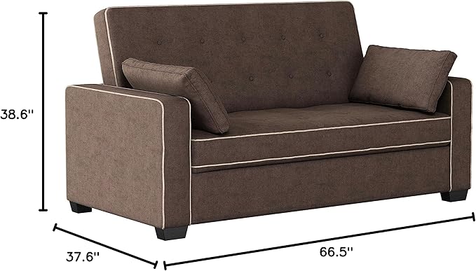 Serta Ainsley Loveseat with Pull Out Sleeper Microfiber Java Full