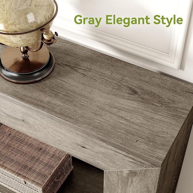 LITTLE TREE 47 Inches Console Table, Sofa Table with Storage, Modern Entryway Table for Hallway, Narrow Long Sofa Entryway Table for Living Room, Grey