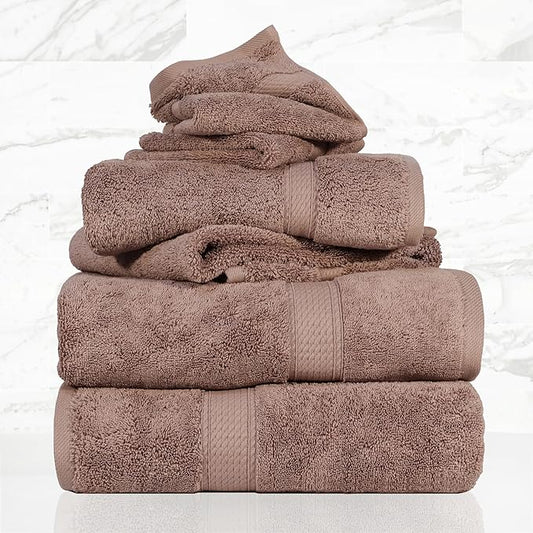 Superior Egyptian Cotton Pile 6-Piece Towel Set, 2 Bath, 2 Hand, 2 Face Towel/Washcloth, Heavyweight, Ultra Soft Luxury Towels, Thick Plush Essentials, Guest Bath, Spa, Hotel Bathroom, Muted Mauve