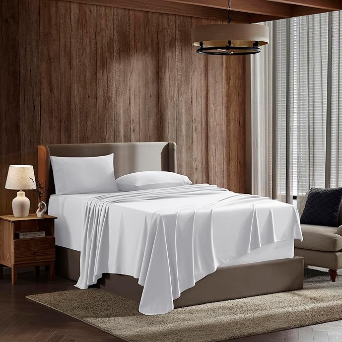 Nestl King Sheet Set - Luxury 1800 Ultra-Soft Microfiber King Bed Sheets - Double Brushed - Deep Pockets - Easy Fit - 4 Piece Set - Bedding Sheets & Pillowcases (King, White)