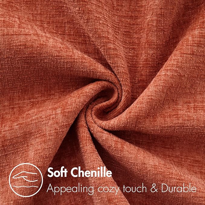 MIULEE Pack of 2 Couch Throw Pillow Covers 18x18 Inch Fall Soft Burnt Orange Chenille Pillow Covers for Sofa Living Room Solid Dyed Pillow Cases