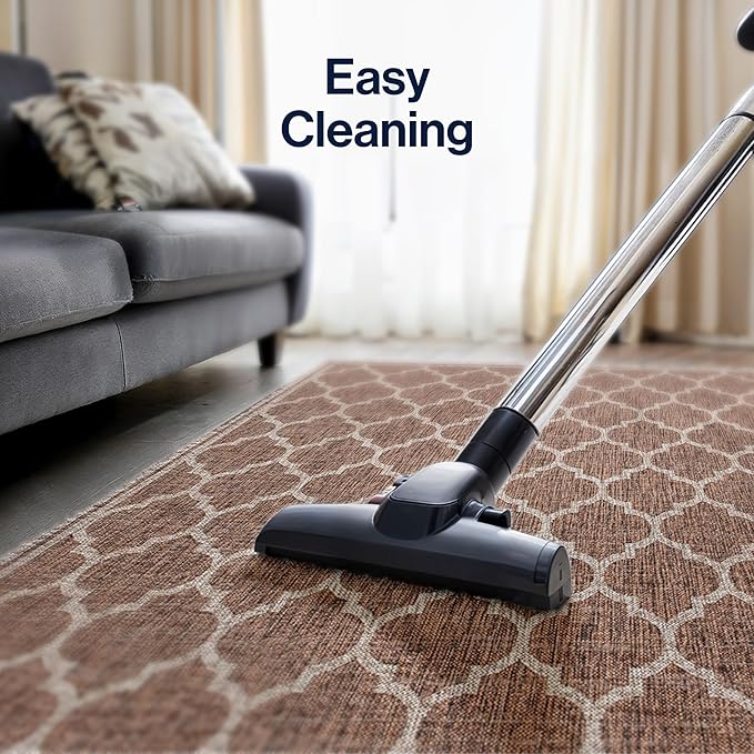 Eyely BMS109B-8TGN Trebol Moroccan Trellis Textured Weave Espresso/Taupe 8' Octagon Indoor/Outdoor Area Rug, Espresso/Taupe, 8' Octagon, Indoor/Outdoor, Area Rug