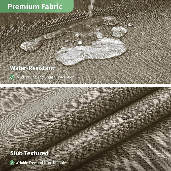 Extra Long No Hook Shower Curtain with Snap-in Fabric Liner Set,Slub Textured Fabric Shower Curtains for bathroom,Hotel Style Modern Shower Curtain,Water Repellent,Washable,71x86(84),Tan/Khaki