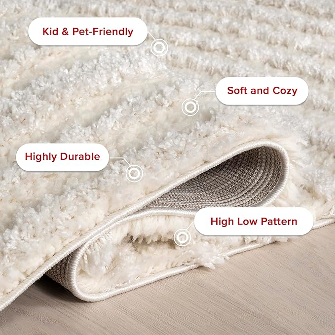 nuLOOM Gloria Abstract Shag Area Rug, 10x14, Beige