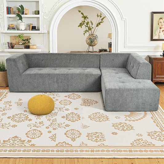 112.2" Sectional Couch, Oversized L Shaped Cloud Couch, Modular Sofa, Sectional Couches for Living Room and Office, Cool Gray