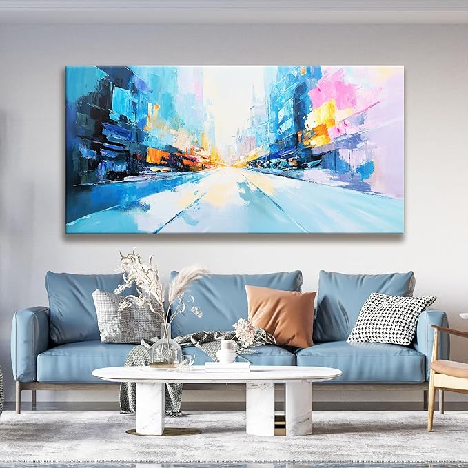 Tsomzxng Large Abstract Wall Art, 29" x 58" Modern Canvas Art, Living Room Wall Decor