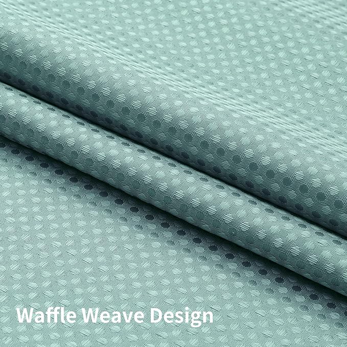 Colorful Star No Hook Shower Curtain with Snap in Fabric Liner, Waffle Weave Heavy Duty Thick Shower Curtains with Mesh Top Window, Hotel Style Waterproof Bathroom Curtain Set, 72 x 75 Inch, Teal