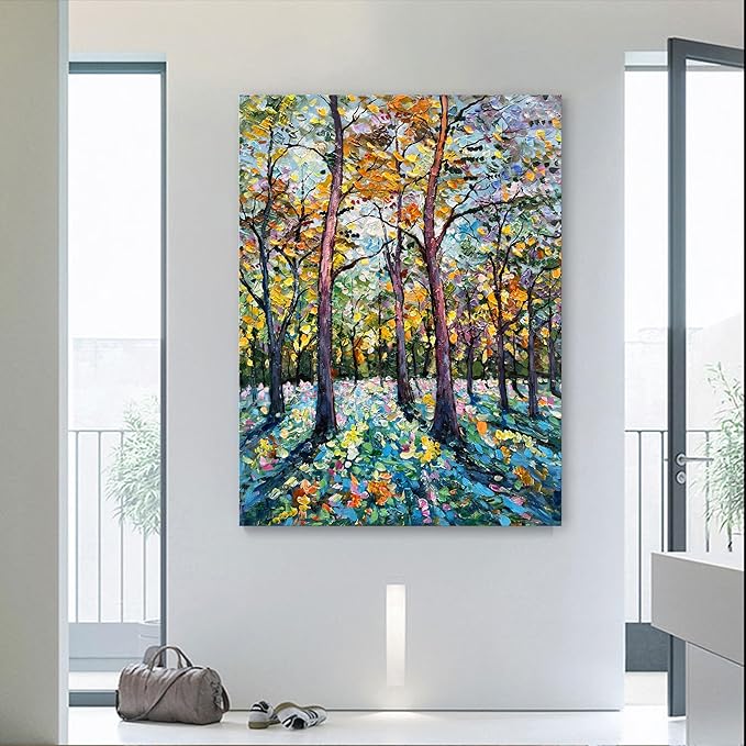 Art 40x28 inch Hand-Painted Abstract Forest Landscape Oil Painting Modern Art Wall Decoration