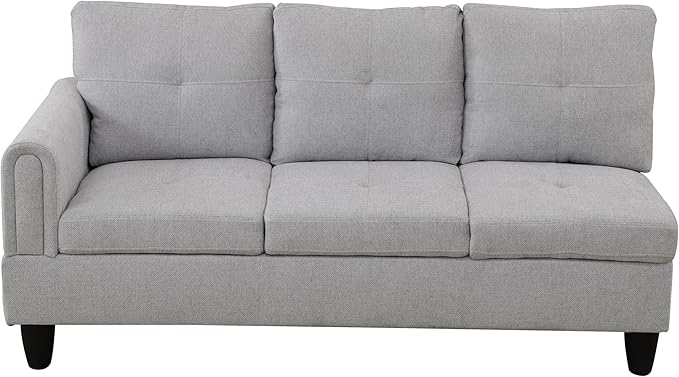 NicBex Sectional Couch 2 Pieces 66.5" L Sofa with Right Chaise Flannel L Shaped Cloud Couch for Living Room Furniture Sets with Cushion, Modular Sofa for Living Room & Small Apartment, Silver Gray