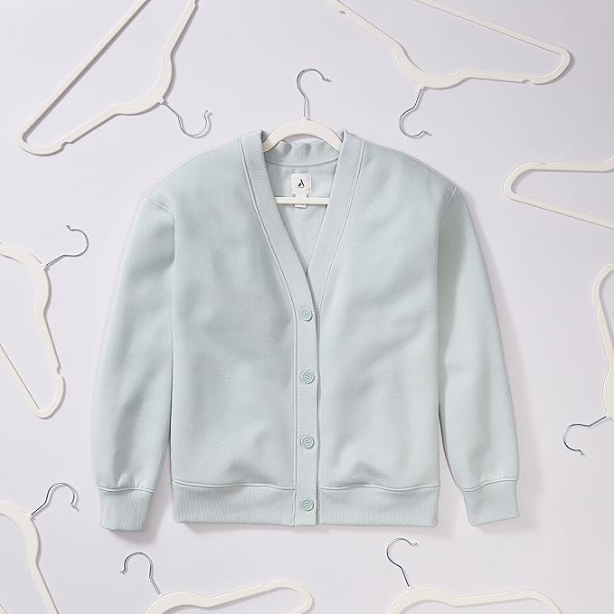 Amazon Basics Slim, Velvet, Non-Slip Sturdy Clothes Hangers, 50-Pack, Ivory/Silver