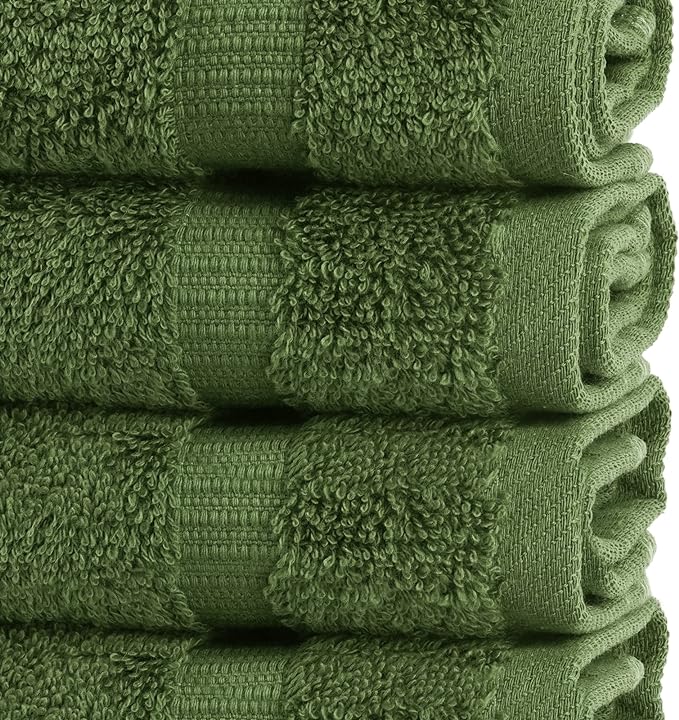 Chakir Turkish Linens | Hotel & Spa Quality 100% Cotton Premium Turkish Towels | Soft & Absorbent (4-Piece Washcloths, Moss)