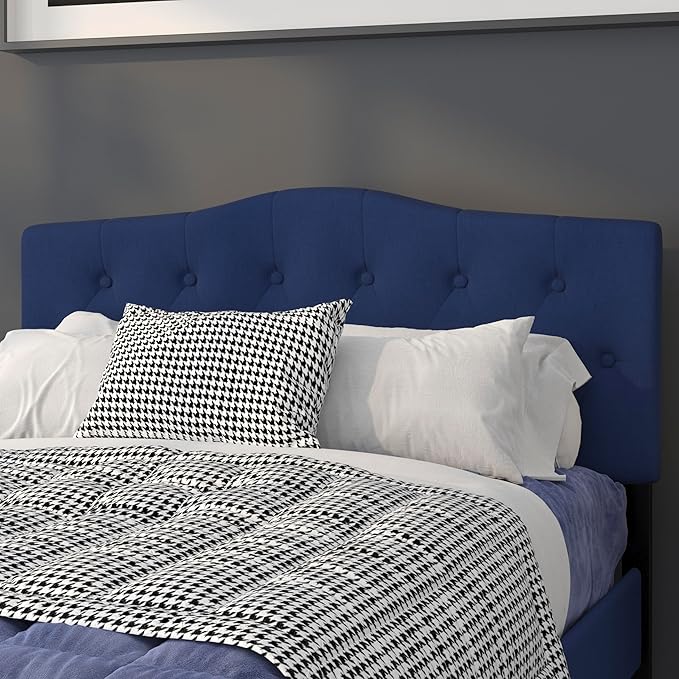 EMMA + OLIVER Tufted Upholstered Full Size Headboard in Navy Fabric