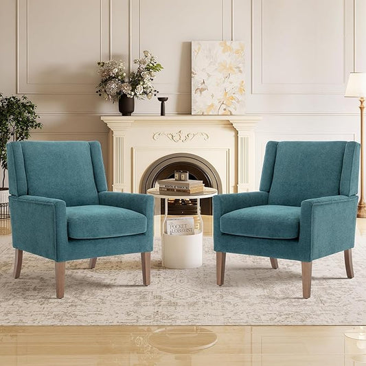 Accent Chairs for Living Room, Mid-Century Wooden Fabric Living Room Chairs, Arm Chair, Side Chairs for Living Room, Bedroom, Reading Nook