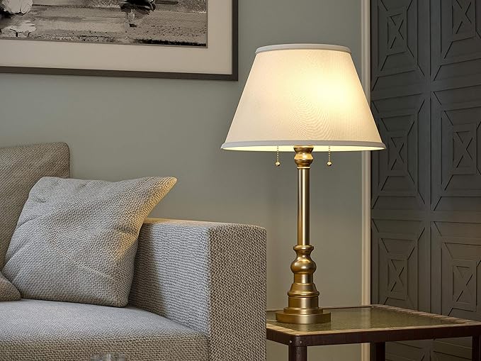 Kenroy Home 30437AB Spyglass Table Lamp with Antique Brass Finish, Classic Style, 30.5" Height, 17" Width, 17" Depth