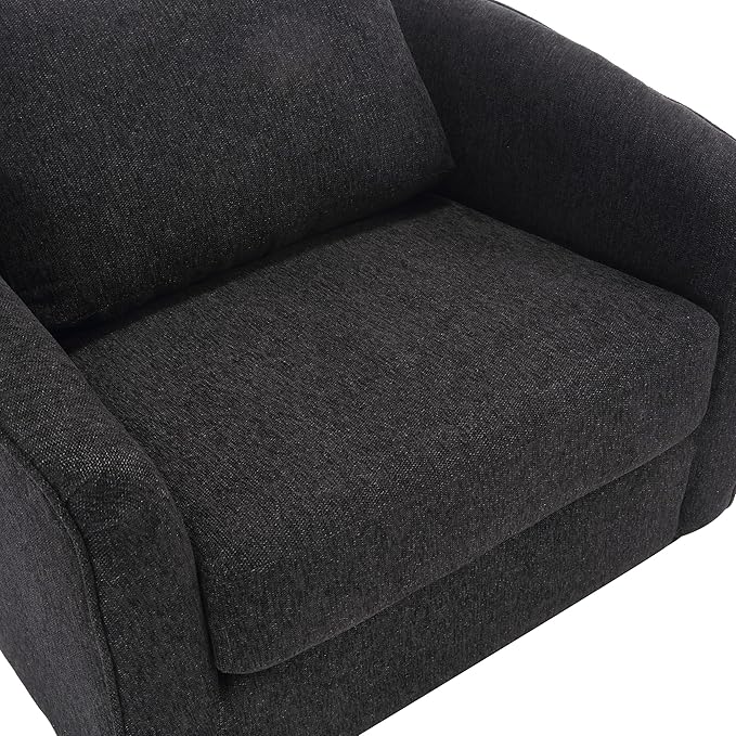 MINCETA Accent Chairs,Oversized 360 Swivel Armchair(Seat Area:25.6" D x 26.8" W),Modern Comfy Reading Chairs for Living Room with Metal Base,Set of 2,Performance Fabric in Charcoal Gray