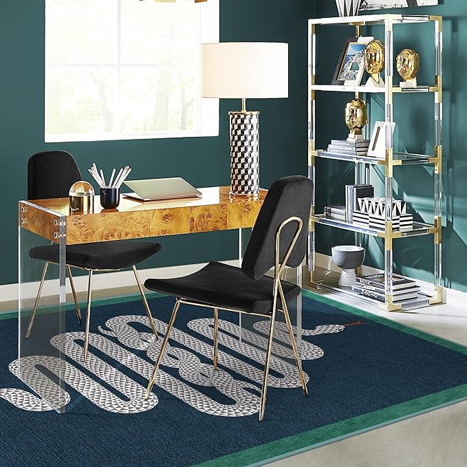 RUGGABLE x Jonathan Adler Machine Washable Modern Area Rug – Venom Sapphire 6x9, Stain-Resistant, Non-Slip – Medium Rugs for Living Room, Bedroom, Hallway, Entryway & Office–with Standard Pad