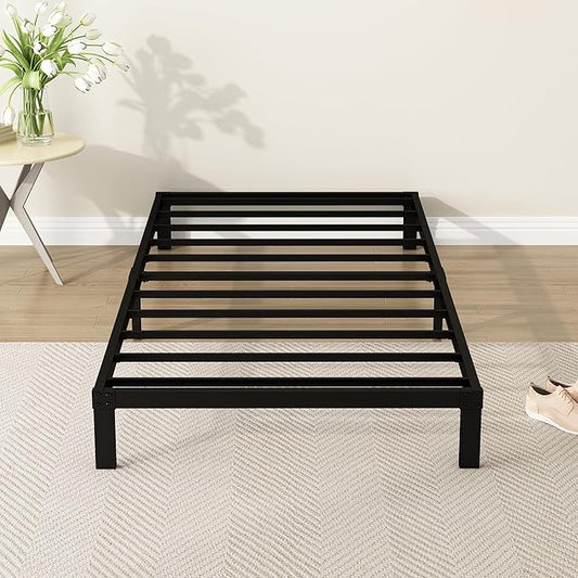 7 Inch Twin Bed Frames Heavy Duty Low Profile Metal Platform No Box Spring Needed Mattress Foundation, Easy to Assembly, Noise Free, Black