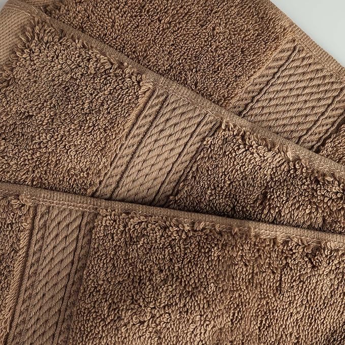 SUPERIOR Egyptian Cotton Pile 9 Piece Towel Set, Includes 3 Bath, 3 Hand, 3 Face Towels/Washcloths, Ultra Soft Luxury Towels, Thick Plush Essentials, Guest Bath, Spa, Hotel Bathroom, Latte