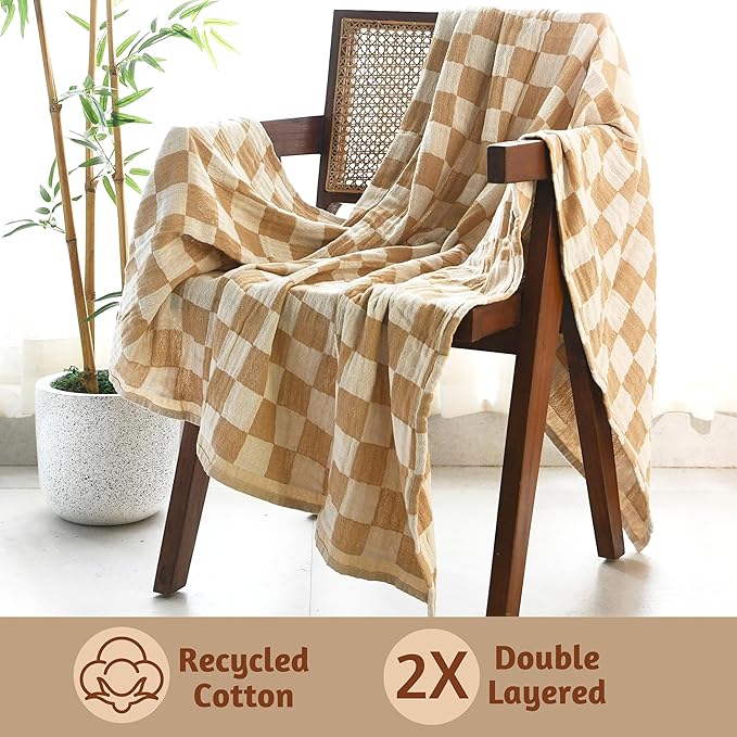 Folkulture Throws for Couch 50" x 60", 100% Recycled Cotton Couch Blanket for Chair, Throw Blanket for Couch or Bed Throws for Sofa, Boho Throw Blankets.