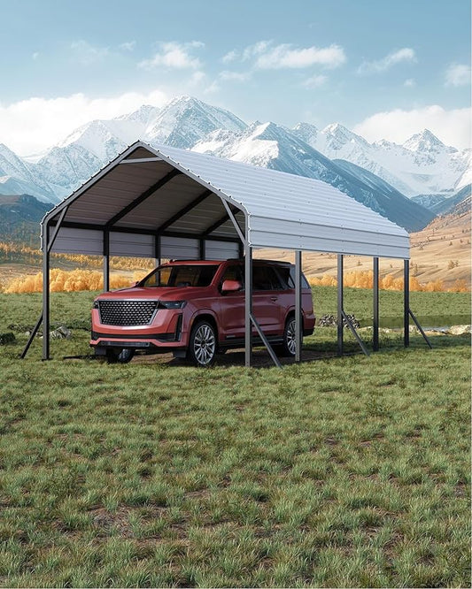 13'x21'x11' Oversized Metal Carport, Steel Heavy Duty Car Ports for All-Weather, Tall Carport for Full-Size Pickup Trucks, Boats, and Tractors, N.W. 660 Lbs