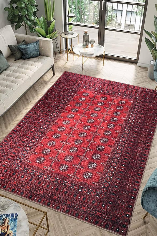 Keen Home Design 10x14 Rug - Machine Washable Area Rug with Non-Slip Backing, Ideal for Living Room, Dining Room, Bedroom - Vintage, Easy Clean, Durable, Low Pile Rug - (9'7" x 14')