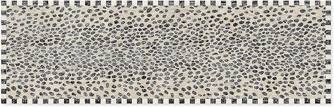 MACKENZIE-CHILDS Washable Rug, Decorative Indoor Rug, 2'6" x 8', Snow Leopard