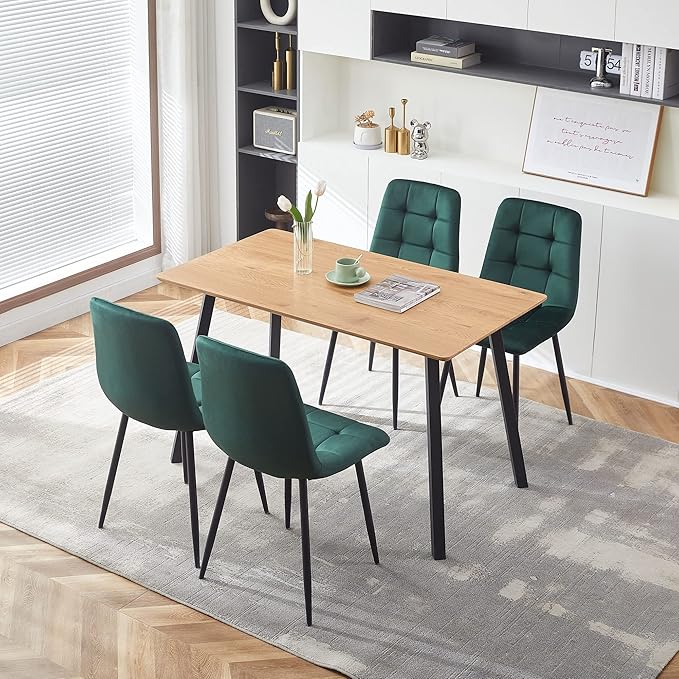 Comfy Dining Chairs Set of 4,Upholstered Velvet Home Chair Soft No Arms Accent Chairs with Back for Small Spaces,Simple Stylish Dining Chair for Kitchen,Dining Room