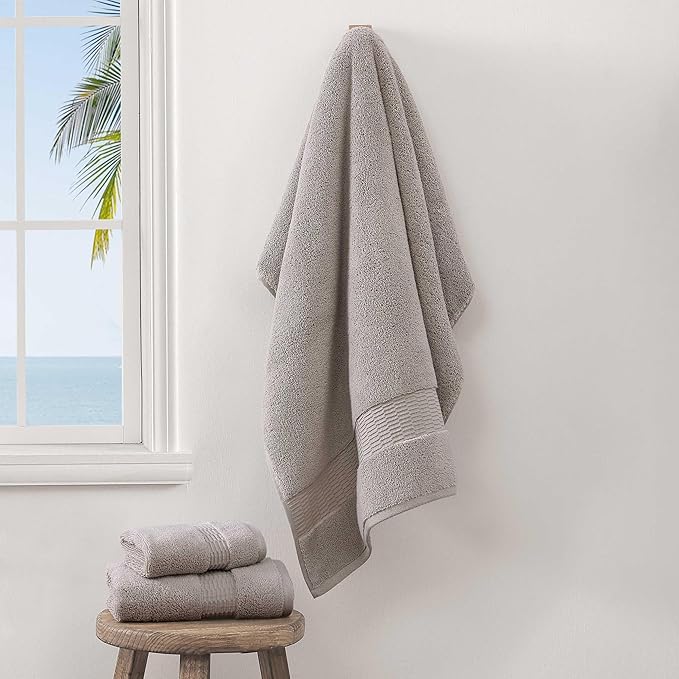 Tommy Bahama - Bath Towels Set, Soft & Highly Absorbent Cotton, Low Linting & Fade Resistant Bathroom Essentials (Long Branch Grey, 3-Piece)