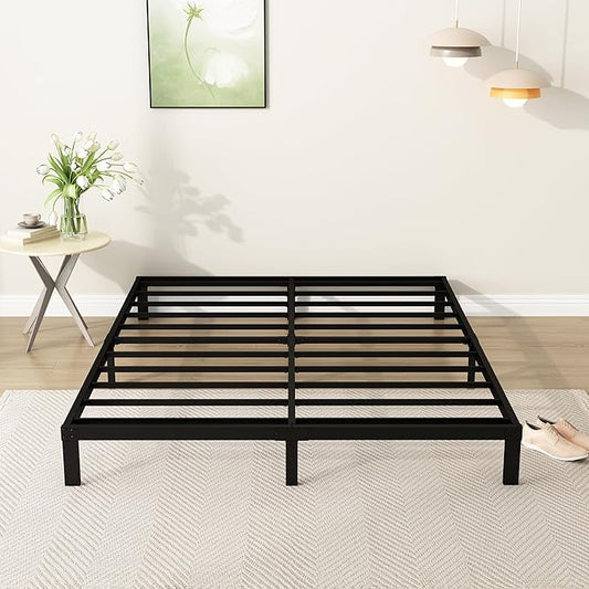 7 Inch Full Size Bed Frame Heavy Duty Low Profile Metal Platform No Box Spring Needed Mattress Foundation, Easy to Assembly, Noise Free, Black