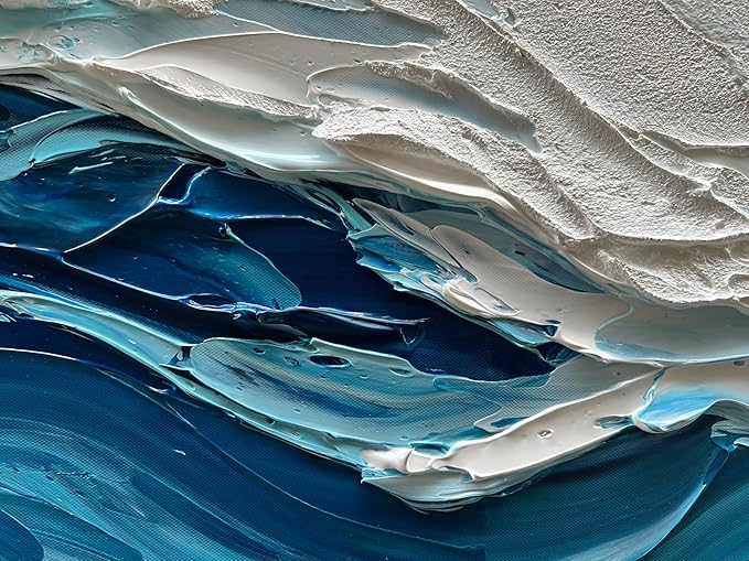 Art 24x48 inch Hand-Painted Blue Ocean Landscape Oil Painting Large Abstract Canvas Art Home Wall Decoration