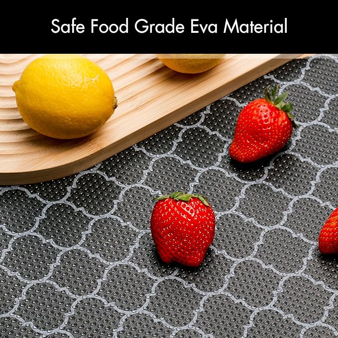 Cooyes Shelf Liner for Kitchen Cabinets – Non-Adhesive Waterproof Drawer Liner – Durable EVA Material Easy-to-Cut Shelf Paper for Refrigerator, Cupboard, Dresser with Modern Pattern