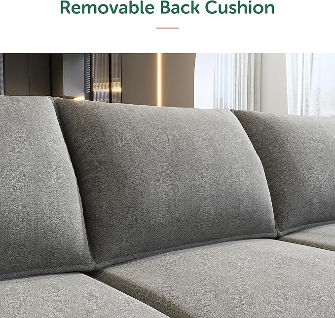 HONBAY Modular Sectional Sofa Sleeper Couch | Oversized with Chaise and Ottoman U Shaped Set | Stoarge Seat, Grey