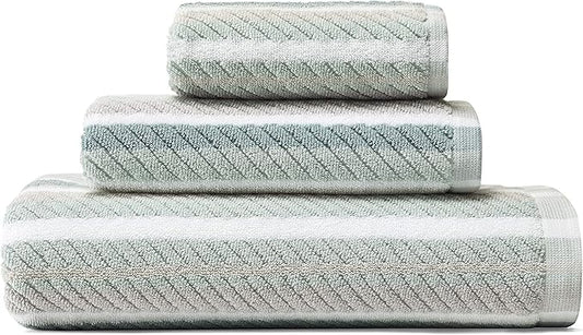 Tommy Bahama - Bath Towels Set, Highly Absorbent Cotton Bathroom Decor, Fade Resistant (Ocean Bay Blue, 3 Piece)