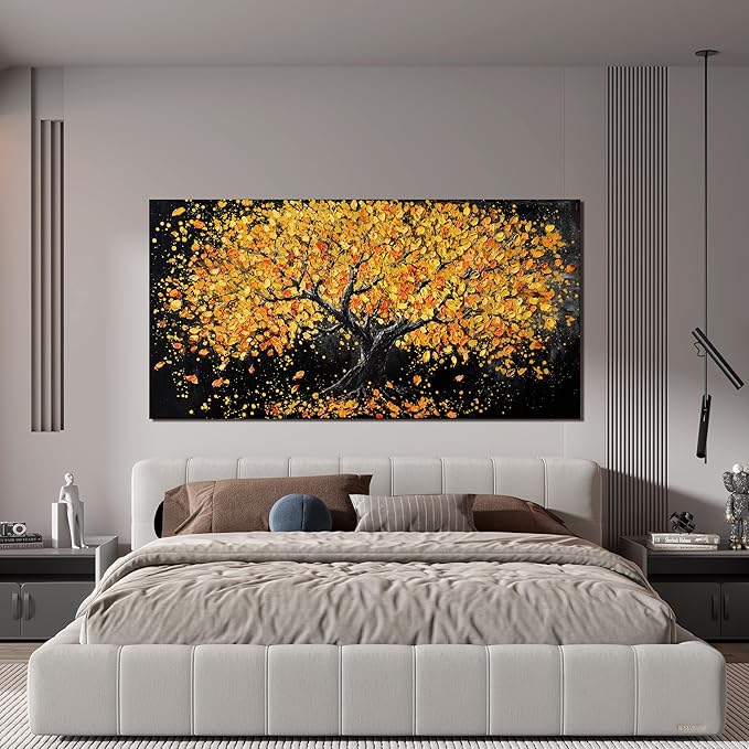 Canvas Wall Art Decor Wall Art Pictures for Living Room Artwork for Walls Black and Gold Wall Art Decor Tree of Life Wall Art Modern Wall Art Prints Art Work for Home Office Kitchen Wall Decor 24"X48"