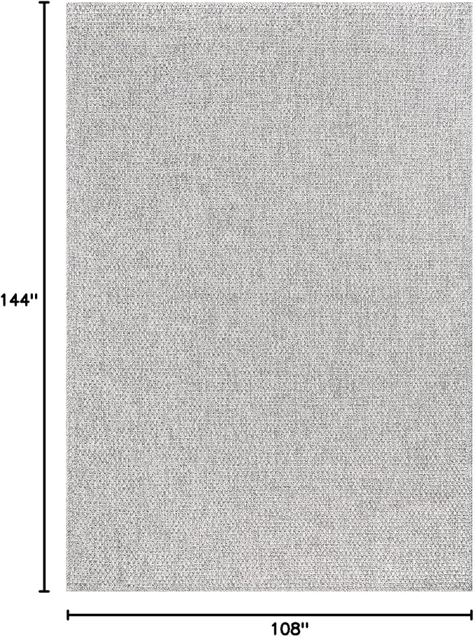 CAMILSON Easy Jute Rug 9x12, Indoor Outdoor Gray Color Farmhouse Area Rugs for Living Room Patio and Kitchen Rug, Solid Boho Woven Design, Easy-Cleaning, Washable Outside Carpet Alfombras (9 x 12)