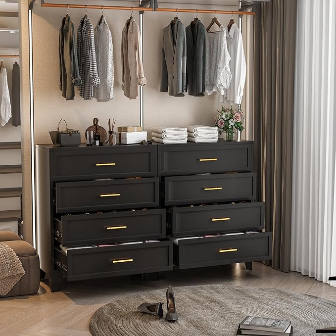 Metal Dresser Tall Black Dresser for Bedroom Chest,43.11" H Drawer Chest, Closet Dressers & Chests of Drawers for Living Room, Hallway (4 Drawers)