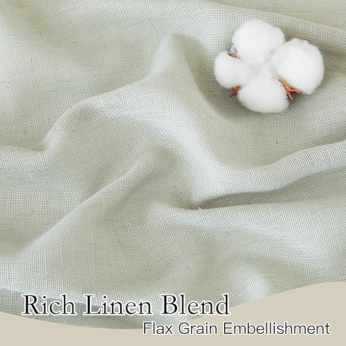 RYB HOME Green Linen Sheer Curtains 70 inches Widith, Light Filtering Vertical Decorative 84 Inches Long 2 Panels Set Window Treatments for Bedroom, Sage Green, W 70 x L 84 inches