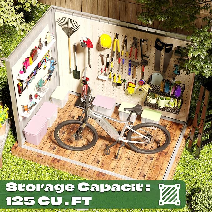 6' x 4' Outdoor Metal Storage Shed, Outdoor Metal Shed, All-Weather Resistant Steel Garden Shed with Double Lockable Door, Waterproof Garden Tool Storage Shed for Patio, Backyard, Lawn