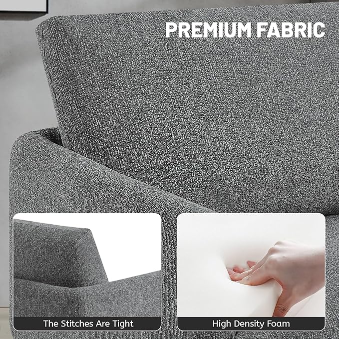 Oversized Accent Chair for Living Room Chairs Reading Arm Chair Comfy Modern Single Sofa Side Chairs with Metal Legs & Soft Cushion for Bedroom, Balcony,Waiting Room(Chenille, Dark Grey)